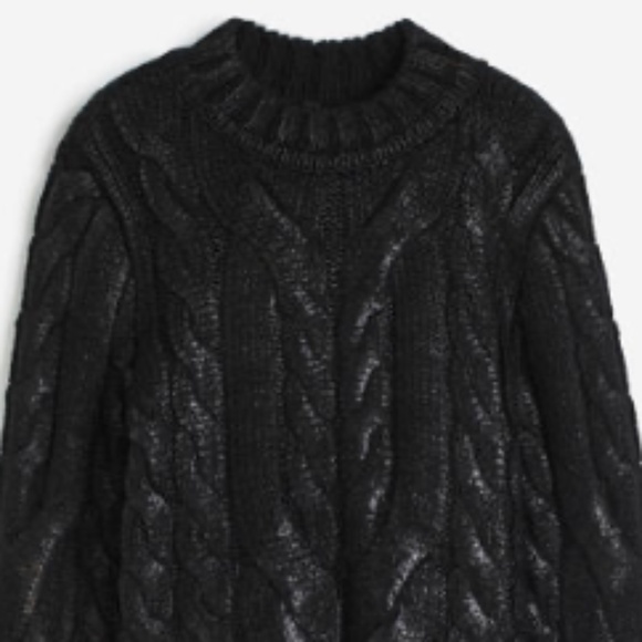 H&M black coated cable-knit chunky sweater made in Europe NWT - Picture 11 of 11